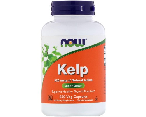 Мінерали Now Foods Натуральний Йод, (Ламінарія), Kelp, 250 капсул (NOW-02675)