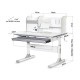 Парта Mealux Edmonton Multicolor Grey з полицею (BD-610 W/МС + G с полкой)
