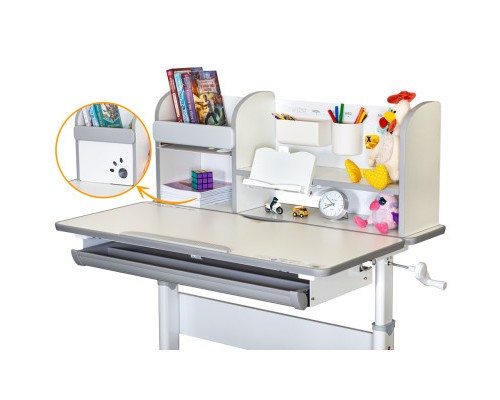 Парта Mealux Edmonton Multicolor Grey з полицею (BD-610 W/МС + G с полкой)