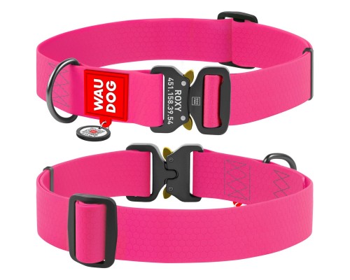 Нашийник для тварин WAUDOG Waterproof з QR паспортом XXL Ш 40 мм Д 43-70 см(рожевий) (28017)