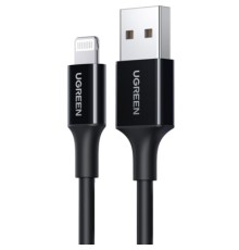 Дата кабель USB 2.0 AM to Lightning 2.0m US155 2.4A, Nickel Plating ABS Shell Black Ugreen (80823)