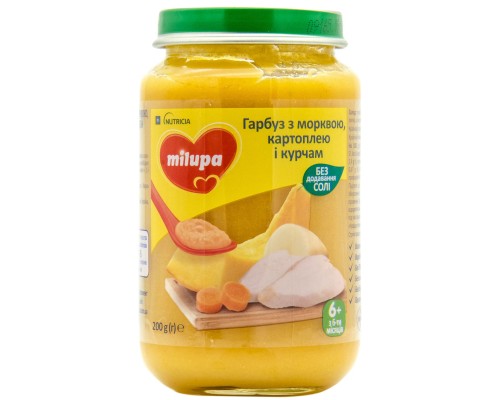 Дитяче пюре Milupa Гарбуз з морквою, картоплею і курчам 200 г (5900852044014)