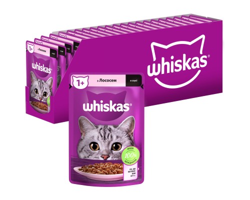 Вологий корм для кішок Whiskas Лосось у соусі 85 г (5900951302053)