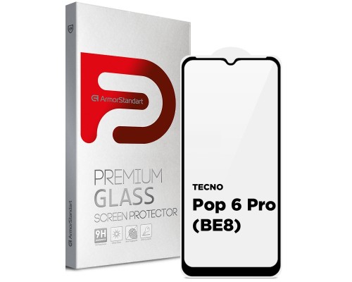 Скло захисне Armorstandart Full Glue TECNO Pop 6 Pro (BE8) Black (ARM64794)