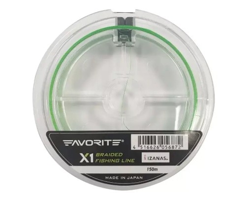Шнур Favorite X1 PE 4x 150m 3.0/0.296mm 41lb/19.0kg Light Green (1693.11.35)