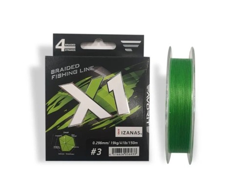 Шнур Favorite X1 PE 4x 150m 3.0/0.296mm 41lb/19.0kg Light Green (1693.11.35)