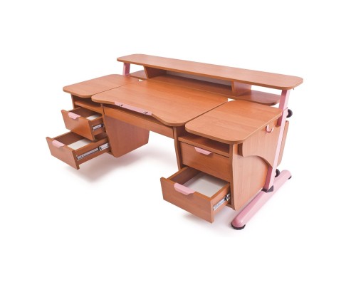 Парта Pondi Ергономік трансформер з 2-ма тумбами Бук-рожева (БК411РЗ)