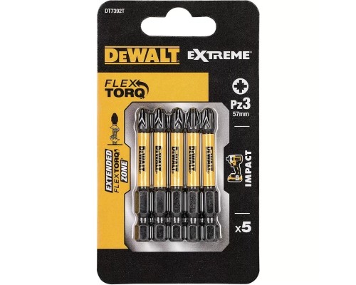 Набір біт DeWALT IMPACT TORSION, ударні, Pozidriv, Pz3, L=57 мм, 5 шт (DT7392T)