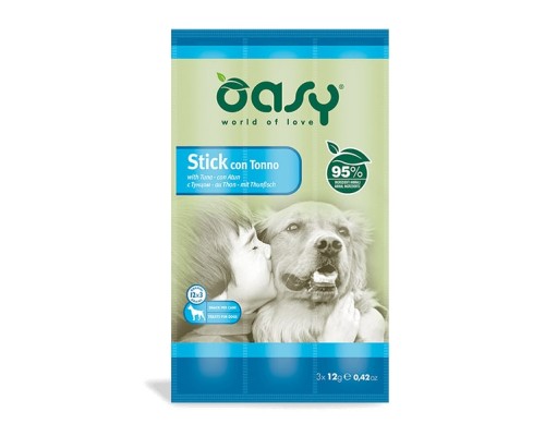 Ласощі для собак OASY Stick м'ясні палички з тунцем 36 г (8054329510285)