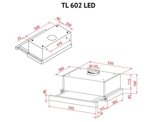 Витяжка кухонна Perfelli TL 602 BL LED