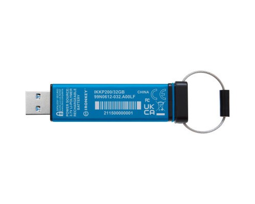 USB флеш накопичувач Kingston 32GB IronKey Keypad 200 AES-256 Encrypted Blue USB 3.2 (IKKP200/32GB) 