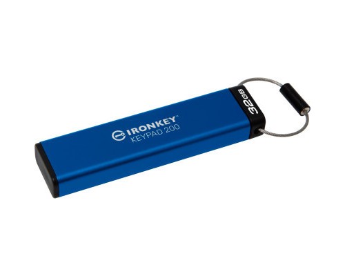USB флеш накопичувач Kingston 32GB IronKey Keypad 200 AES-256 Encrypted Blue USB 3.2 (IKKP200/32GB) 