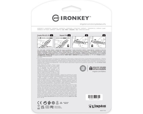 USB флеш накопичувач Kingston 32GB IronKey Keypad 200 AES-256 Encrypted Blue USB 3.2 (IKKP200/32GB) 