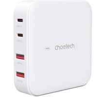 Зарядний пристрій Choetech GaN 2 USB-A / 2 USB-C 100W QC3.0/PD/PPS (PD8008-EU-WH)