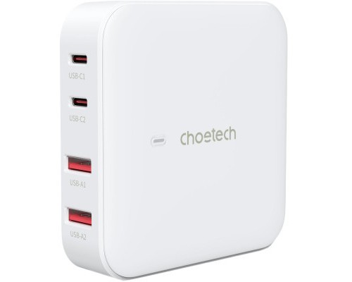 Зарядний пристрій Choetech GaN 2 USB-A / 2 USB-C 100W QC3.0/PD/PPS (PD8008-EU-WH)