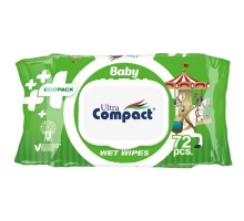 Дитячі вологі серветки Ultra Compact Ecopack 72 шт з клапаном (8697420534714)