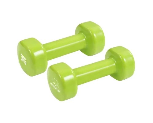Гантель PowerPlay вінілові 4125 Achilles 2 х 3 кг Зелені (PP_4125_3kg_2in)