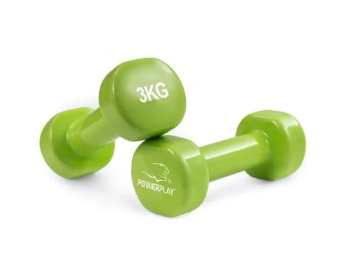 Гантель PowerPlay вінілові 4125 Achilles 2 х 3 кг Зелені (PP_4125_3kg_2in)