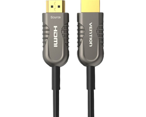 Кабель мультимедійний HDMI to HDMI 15.0m V2.1 Optical 8K 60Hz 48Gbps Dolby 7.1 TPE Black Metal Type Vention (AAZBN)