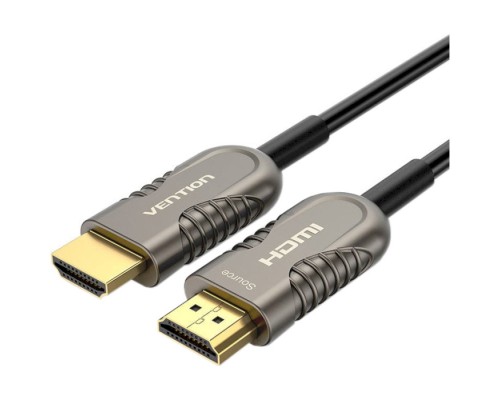 Кабель мультимедійний HDMI to HDMI 15.0m V2.1 Optical 8K 60Hz 48Gbps Dolby 7.1 TPE Black Metal Type Vention (AAZBN)
