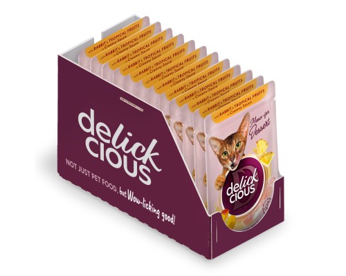 Вологий корм для кішок Delickcious Пластівці з качкою та лісовими ягодами у вершковому соусі 80 г (4820269141834) Вологий корм для кішок Delickcious Пластівці з качкою та лісовими ягодами у вершковому соусі 80 г (4820269141834)