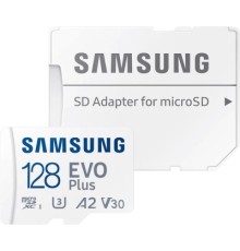 Карта пам'яті Samsung 128 GB microSDXC Class 10 UHS-I U3 V30 A2 EVO Plus+SD Adapte (MC128SA/EU)
