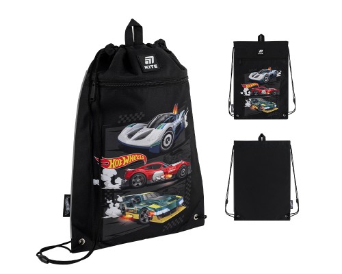 Шкільний набір Kite 555 Hot Wheels (рюкзак + пенал + сумка для взуття) (SET_HW25-555S)