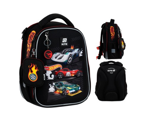 Шкільний набір Kite 555 Hot Wheels (рюкзак + пенал + сумка для взуття) (SET_HW25-555S)