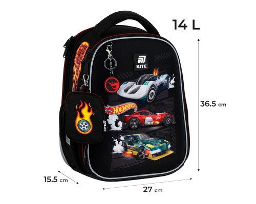 Шкільний набір Kite 555 Hot Wheels (рюкзак + пенал + сумка для взуття) (SET_HW25-555S)