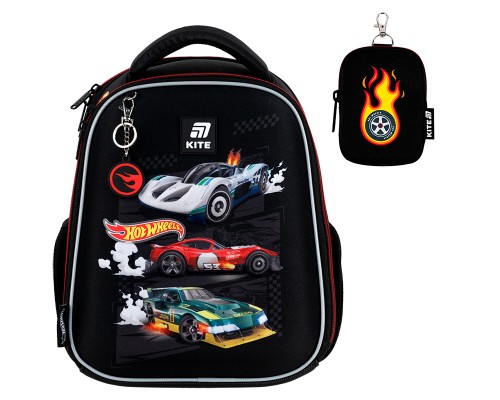 Шкільний набір Kite 555 Hot Wheels (рюкзак + пенал + сумка для взуття) (SET_HW25-555S)