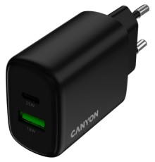 Зарядний пристрій Canyon OnCharge 250 25W 1xPD 1xQC EU Black (CNE-CHA250-31)