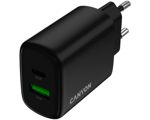 Зарядний пристрій Canyon OnCharge 250 25W 1xPD 1xQC EU Black (CNE-CHA250-31)