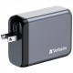 Зарядний пристрій Verbatim GaN 100 W 4 ports (2xUSB-C-100 W,USB-C 65 W /USB-A -3.0) (32202)
