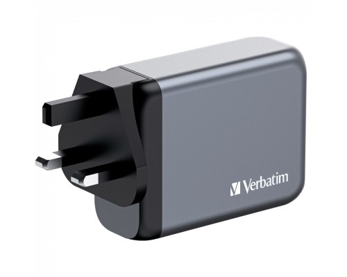Зарядний пристрій Verbatim GaN 100 W 4 ports (2xUSB-C-100 W,USB-C 65 W /USB-A -3.0) (32202)
