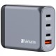Зарядний пристрій Verbatim GaN 100 W 4 ports (2xUSB-C-100 W,USB-C 65 W /USB-A -3.0) (32202)