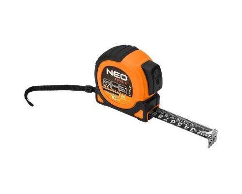 Рулетка Neo Tools Super Black, 10мx25мм, з фіксатором змотування, магніт (67-245)