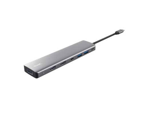 Концентратор Trust USB-C 7-in1 2xUSB-А 3.2/2xUSB-С/2xHDMI/DP aluminiu 0.16m grey (25661_TRUST)