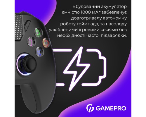 Геймпад GamePro 2.4G/BT 5.1/USB (Switch/PC/PS/iOS/Android) RGB Black (GPS20B)
