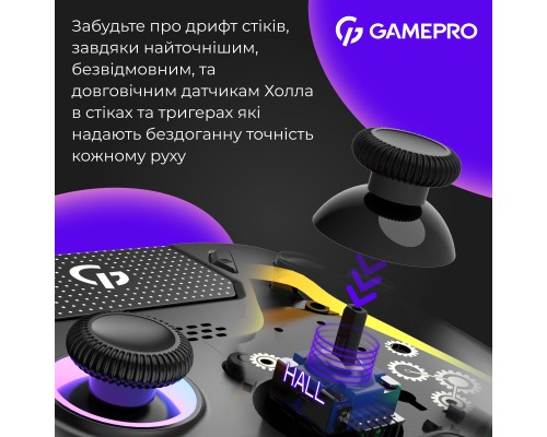 Геймпад GamePro 2.4G/BT 5.1/USB (Switch/PC/PS/iOS/Android) RGB Black (GPS20B)