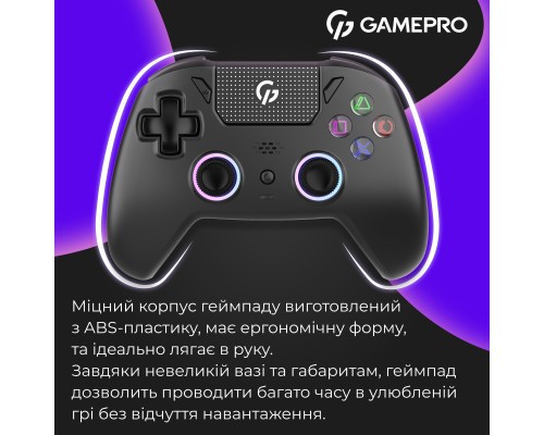 Геймпад GamePro 2.4G/BT 5.1/USB (Switch/PC/PS/iOS/Android) RGB Black (GPS20B)