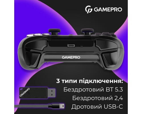 Геймпад GamePro 2.4G/BT 5.1/USB (Switch/PC/PS/iOS/Android) RGB Black (GPS20B)