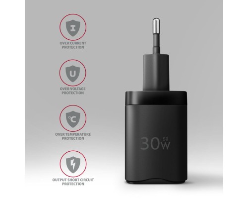Зарядний пристрій AXAGON 1xUSB QC4.0 + 1xUSB-C PD30W PPS black (ACU-PQ30)