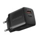 Зарядний пристрій AXAGON 1xUSB QC4.0 + 1xUSB-C PD30W PPS black (ACU-PQ30)