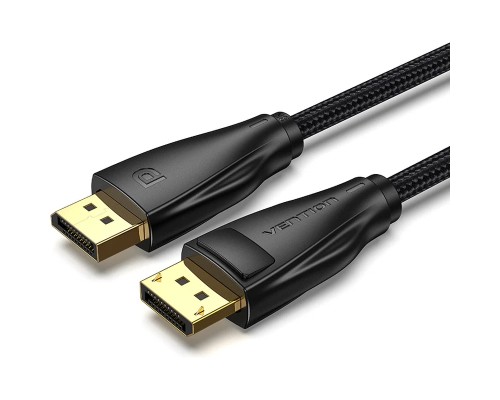 Кабель мультимедійний Cotton Braided DP Male to Male Cable 2M Black VENTION (HCCBH)