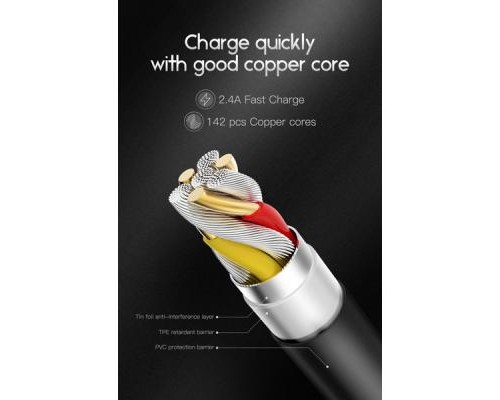 Дата кабель USB 2.0 AM to Micro 5P 0.3m Nets T-M801 Black T-Phox (T-M801 Black)