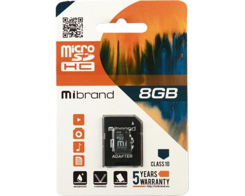 Карта пам'яті Mibrand 8GB microSDHC class 10 (MICDHC10/8GB-A) Карта пам'яті Mibrand 8GB microSDHC class 10 (MICDHC10/8GB-A)