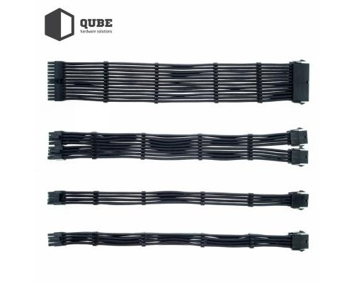 Кабель Qube для блока питания QUBE 1*24P MB, 2*4+4P CPU,2*6+2P VGA Bla (QBWSET24P2x8P2x8PBB)