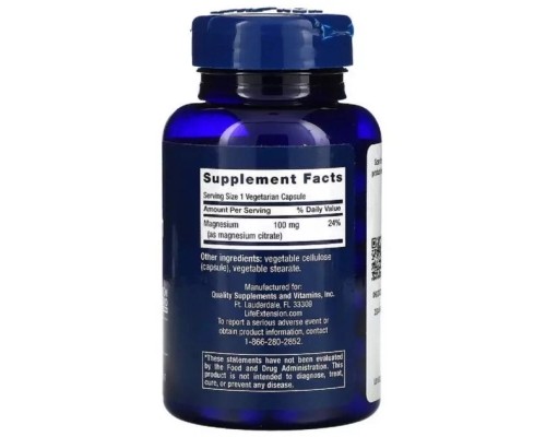Мінерали Life Extension Цитрат Магнію, Magnesium (Citrate), 160 мг, 100 капсул (LEX-16821) Мінерали Life Extension Цитрат Магнію, Magnesium (Citrate), 160 мг, 100 капсул (LEX-16821)
