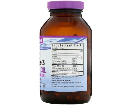 Жирні кислоти Bluebonnet Nutrition Натуральна Омега-3 з лососевих Жира, 90 желатинових (BLB0952)