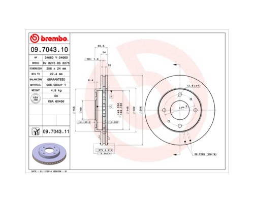 Гальмівний диск Brembo 09.7043.10